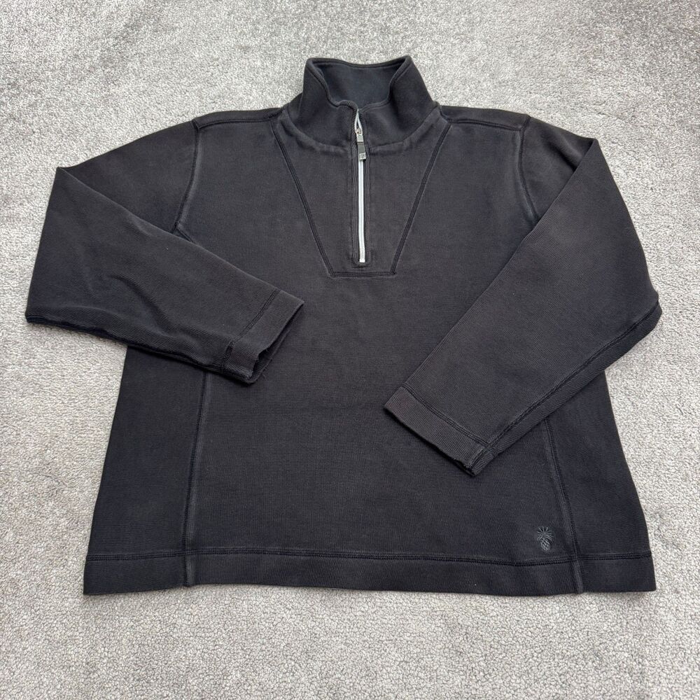 Tommy Bahama 1/2 Zip Pullover Sweatshirt Women Large Black Cotton Casual Outdoor